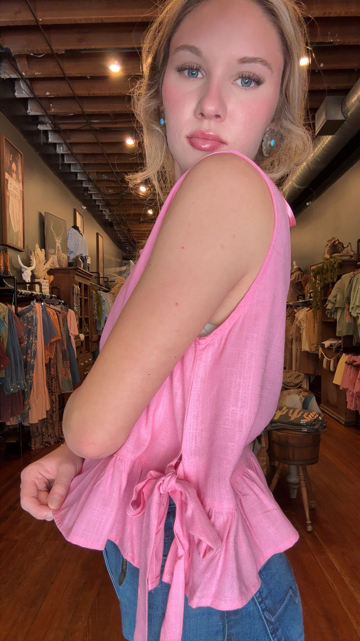 Southern Belle – Pink Bow Side Tank