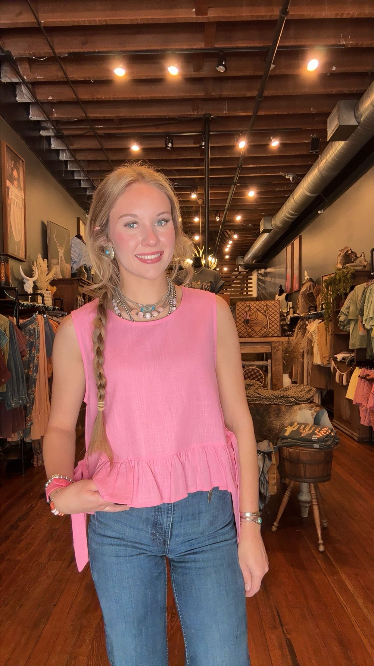 Southern Belle – Pink Bow Side Tank