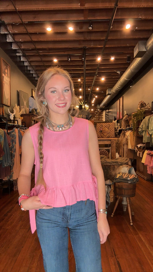 Southern Belle – Pink Bow Side Tank