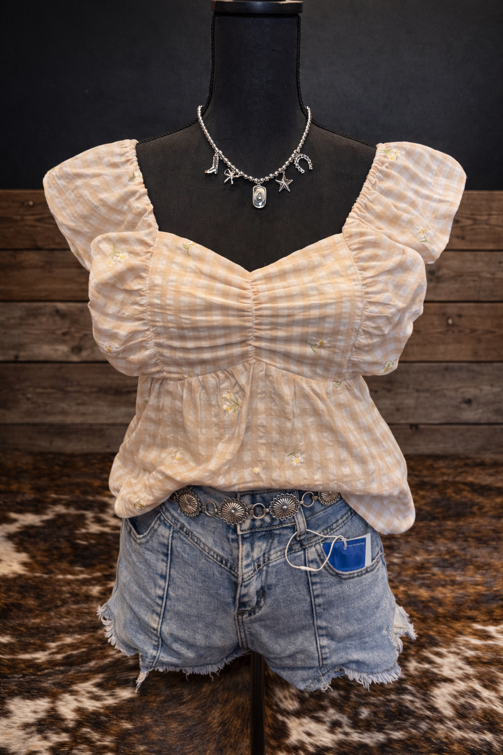 Buttercup Bow - Gingham Peplum Top