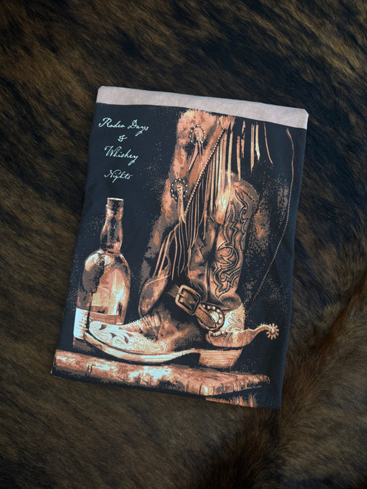 Rodeo Days & Whiskey Nights - Peach Acid Wash Tee