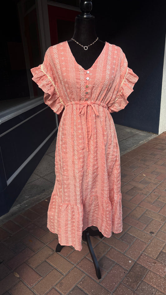 Sonoran Peach – Embroidered Dress