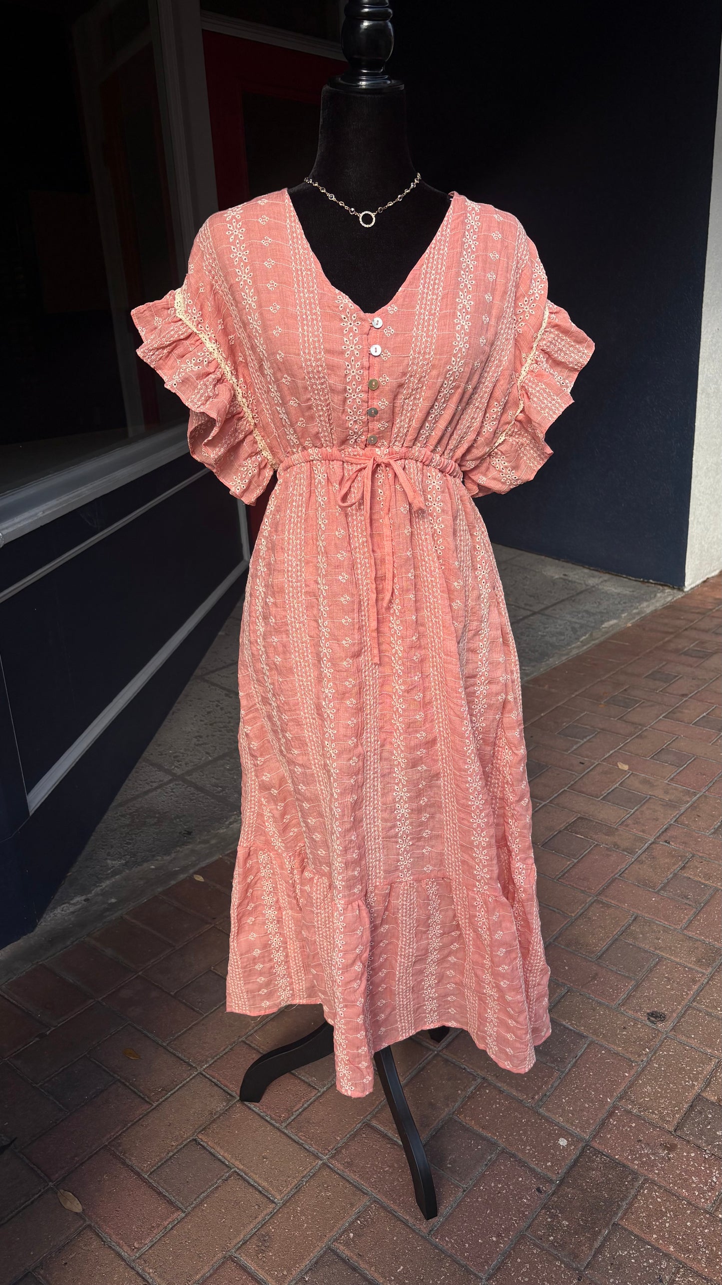 Sonoran Peach – Embroidered Dress