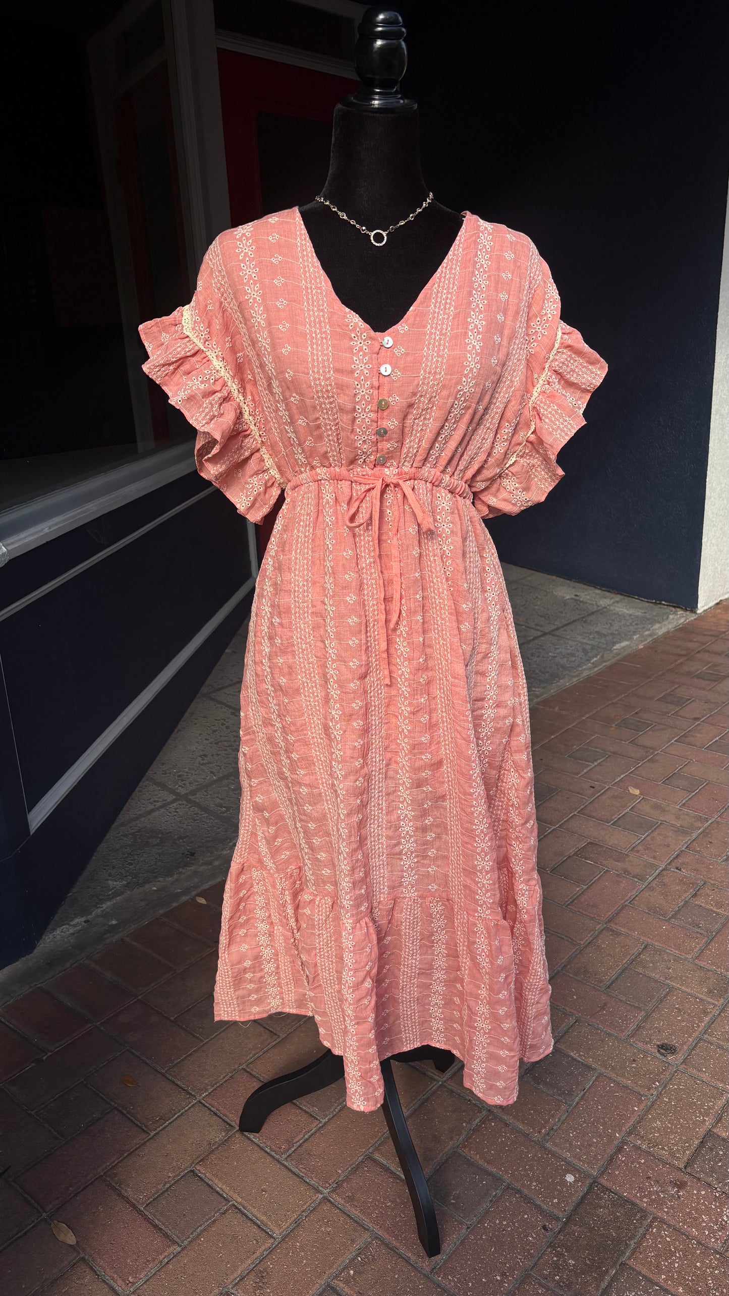 Sonoran Peach – Embroidered Dress
