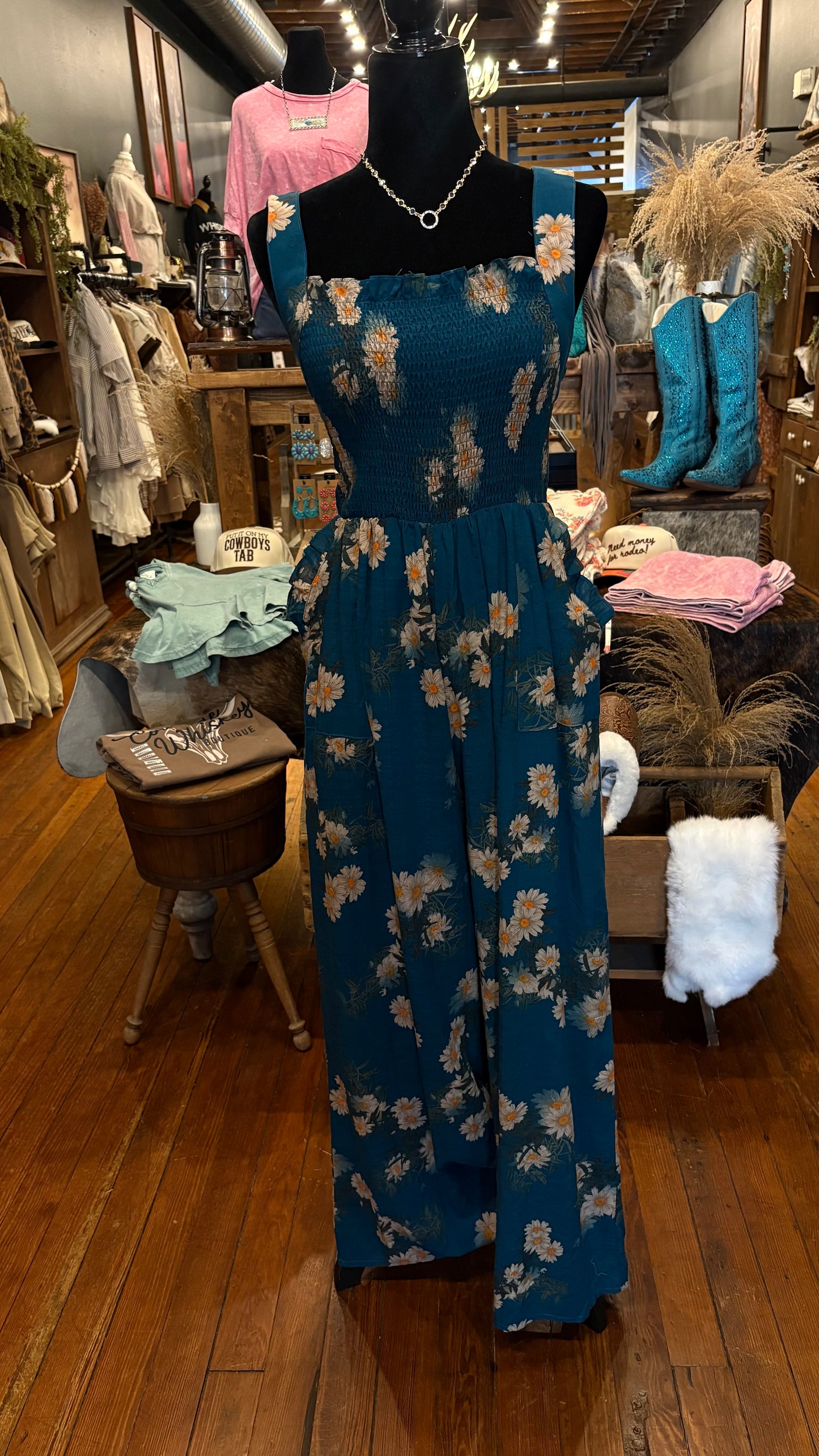 Rustic Petals – Teal Jumpsuit