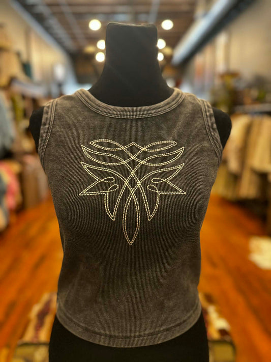 Boot Stitch – Black Tank Top