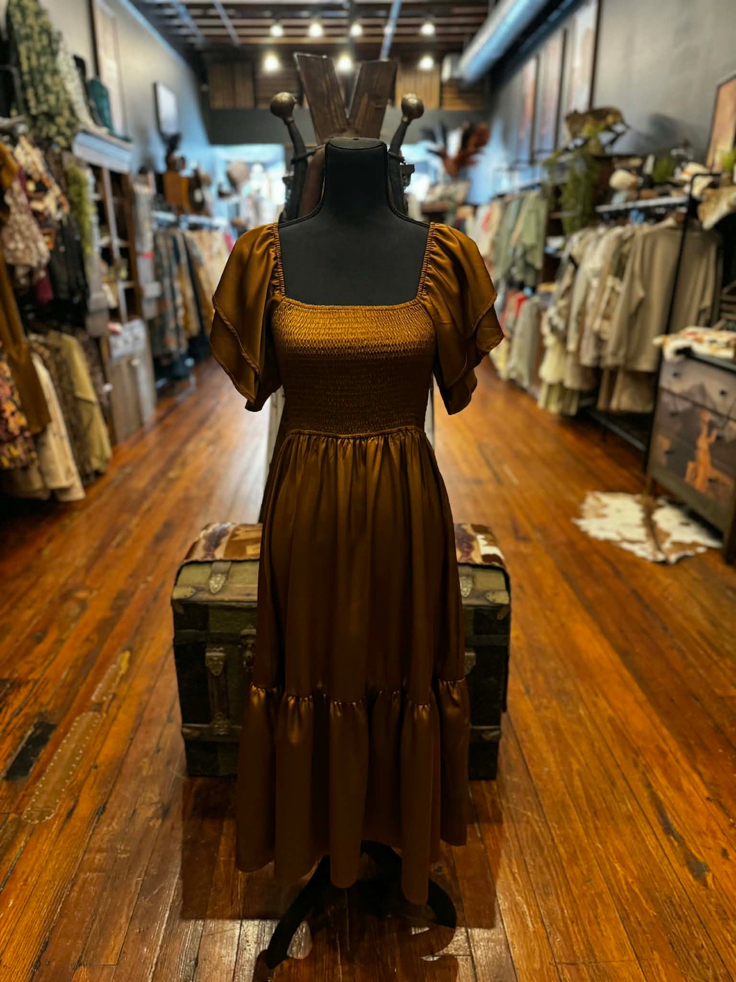Cedar Seduction – Camel Midi Dress