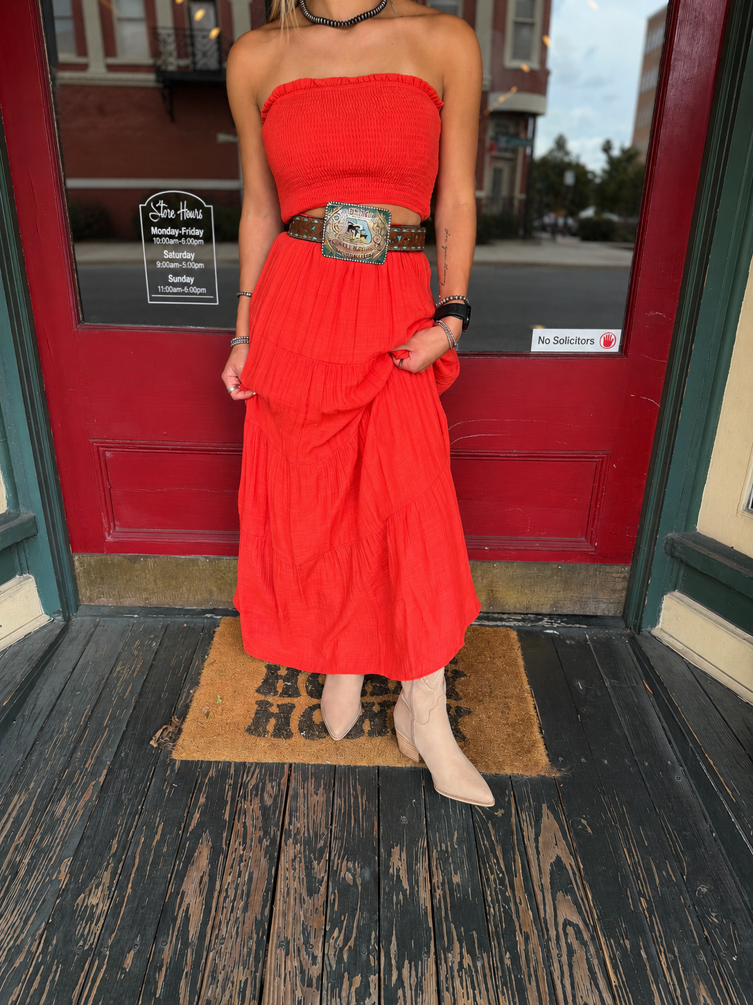 Cherry Kiss – Red Maxi Skirt Set