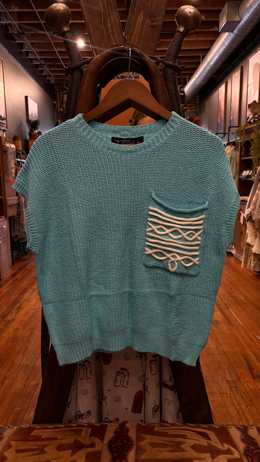 Yeehaw Stitch – Teal Knit Top