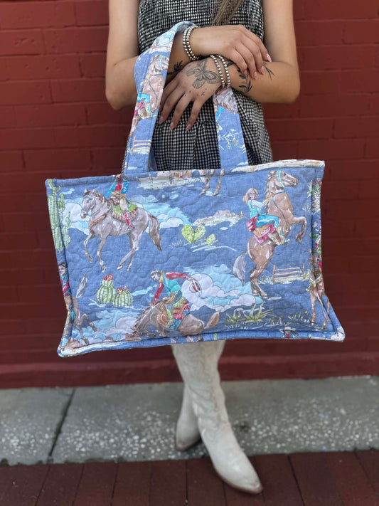 Birdie Multi Chambray - Quilted Tote Bag