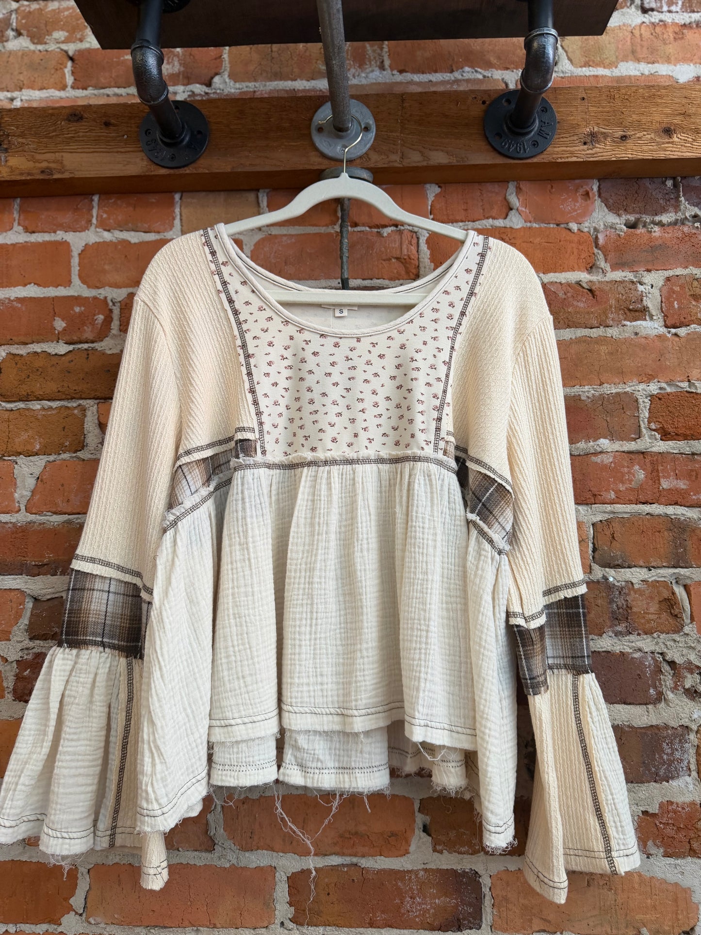 Rustic Threads – Ivory Patch Top