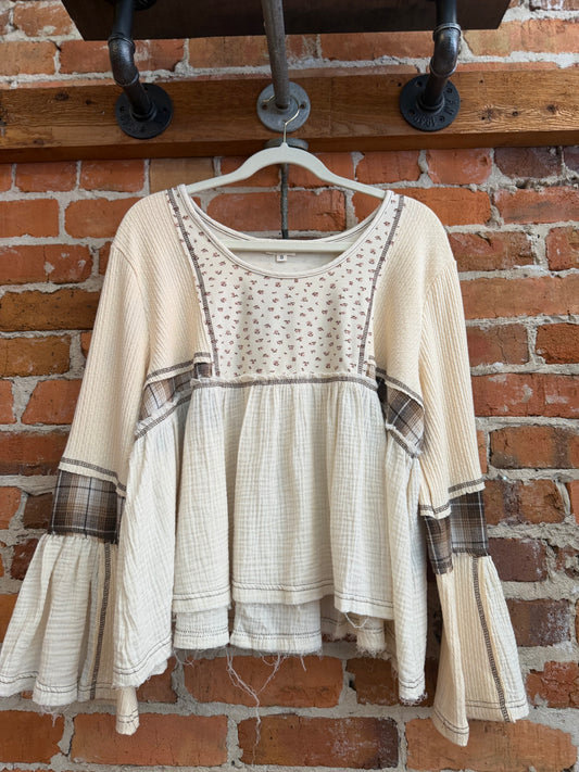 Rustic Threads – Ivory Patch Top