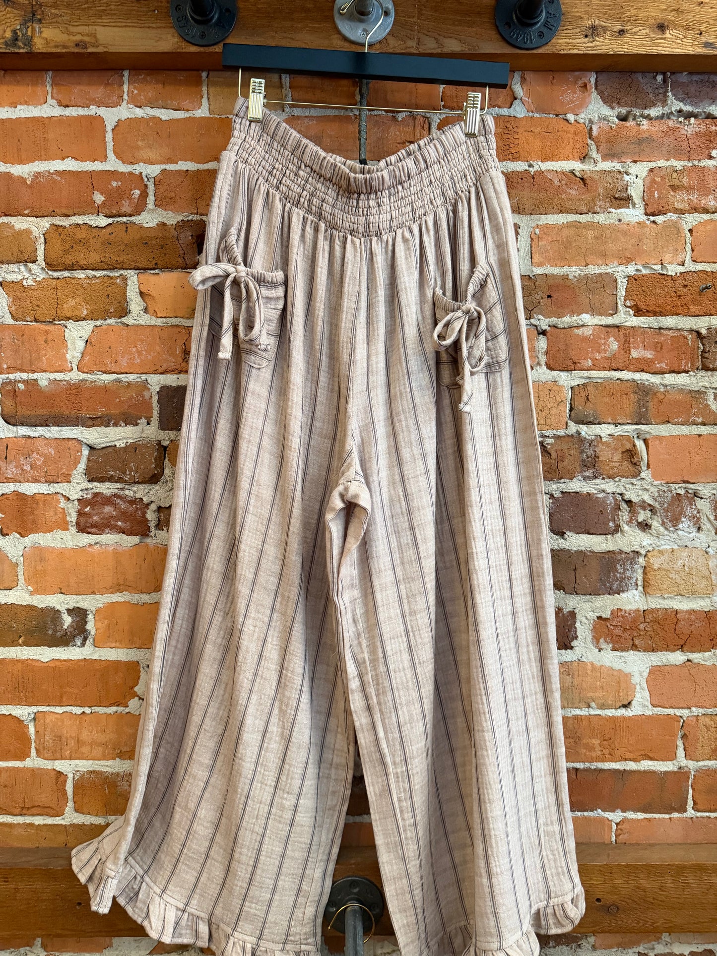 Rustic Birch – Striped Wide Leg Pants