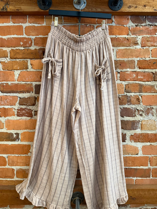 Rustic Birch – Striped Wide Leg Pants