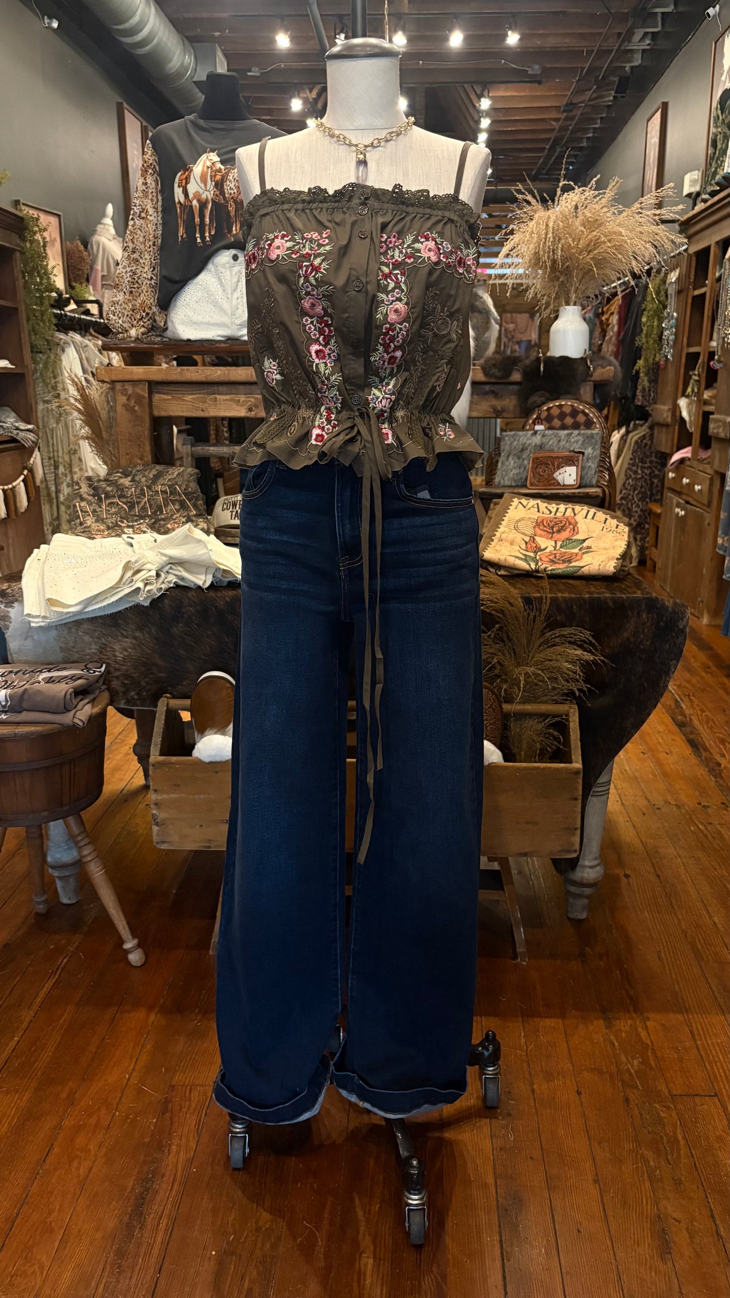 Woodland Bloom – Brown Tank Blouse