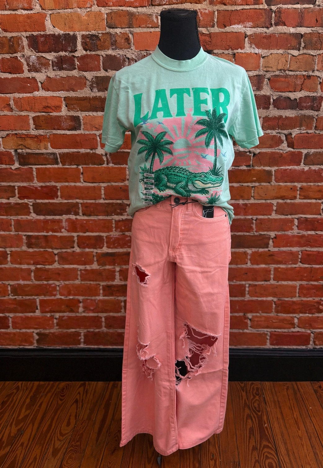 Cowgirl Coral – Wide Leg Trouser Denim