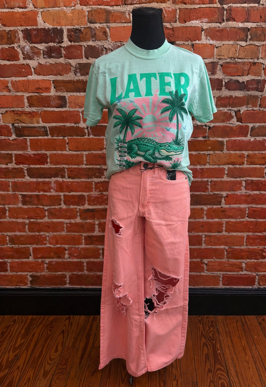 Cowgirl Coral – Wide Leg Trouser Denim