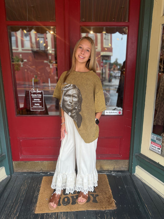 Painted Spirit – Native Olive Pocket Tee