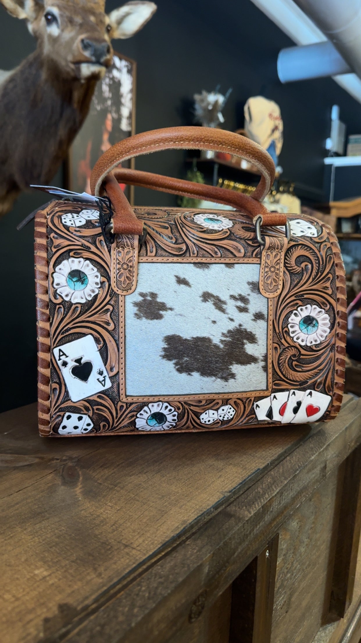 Gamble it - Cowhide/Teal Medium Speedy
