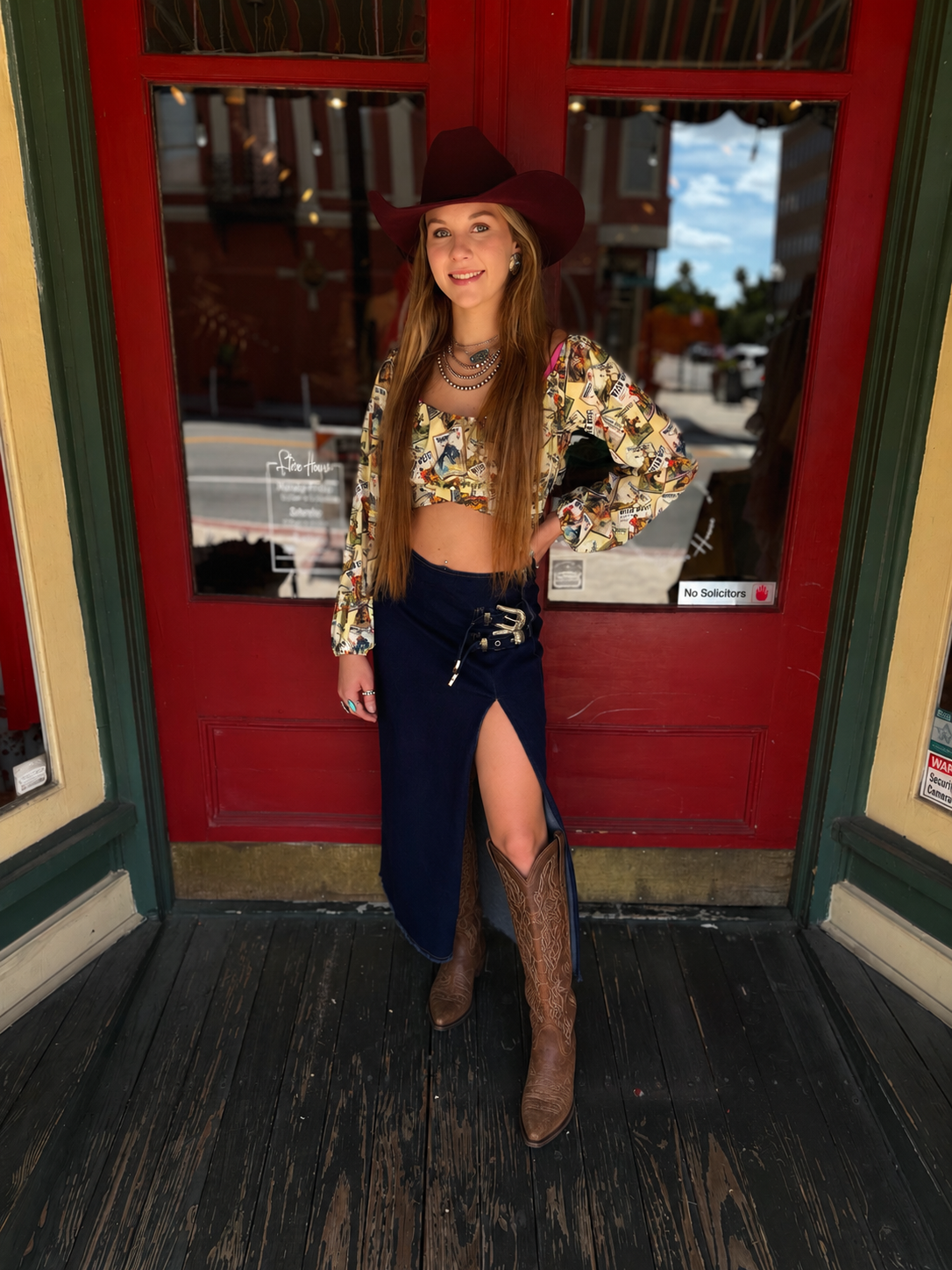 Frontier Buckle – Denim Maxi Skirt