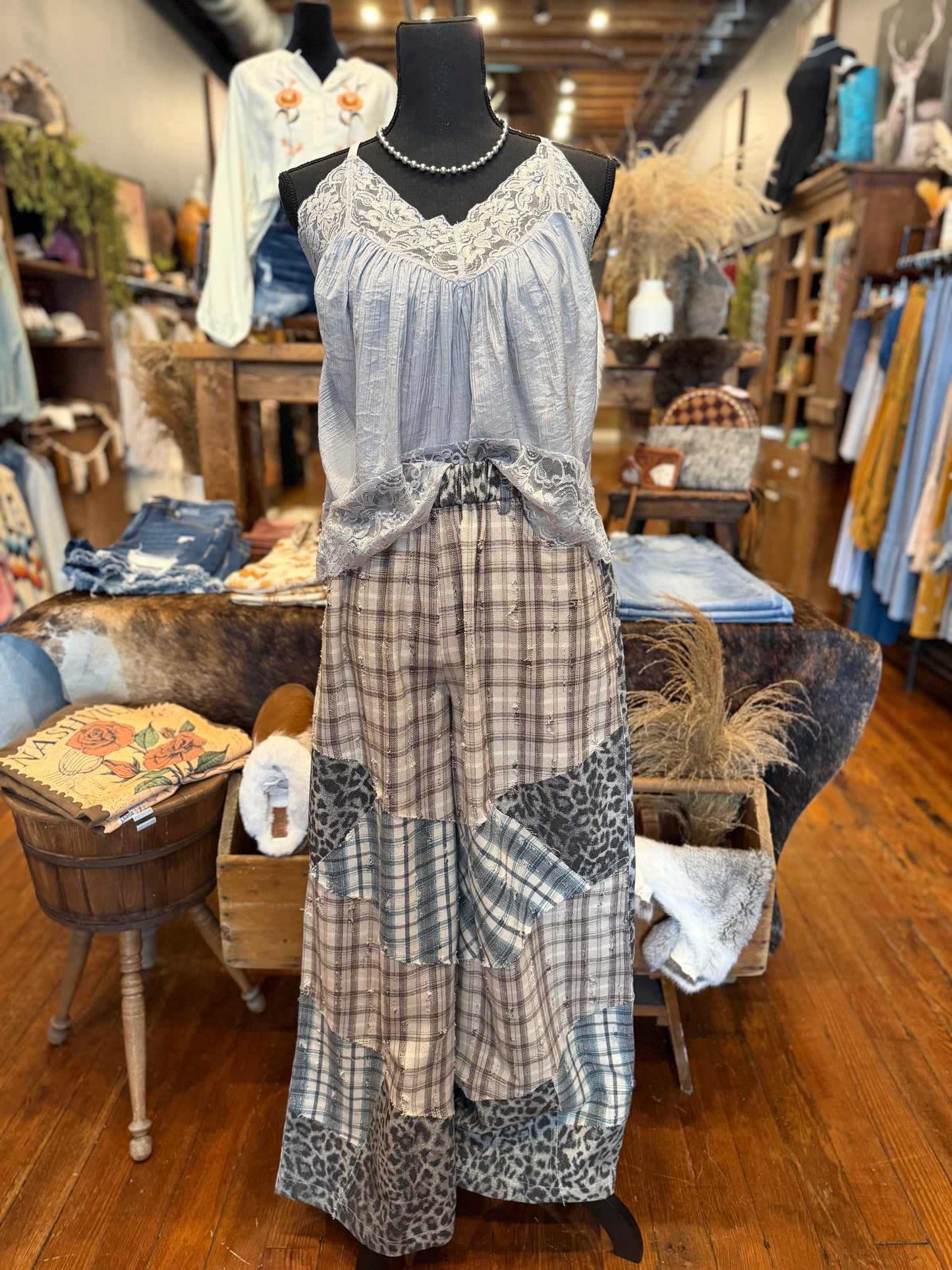 Plaid Wildside – Patchwork Wide Leg Pants