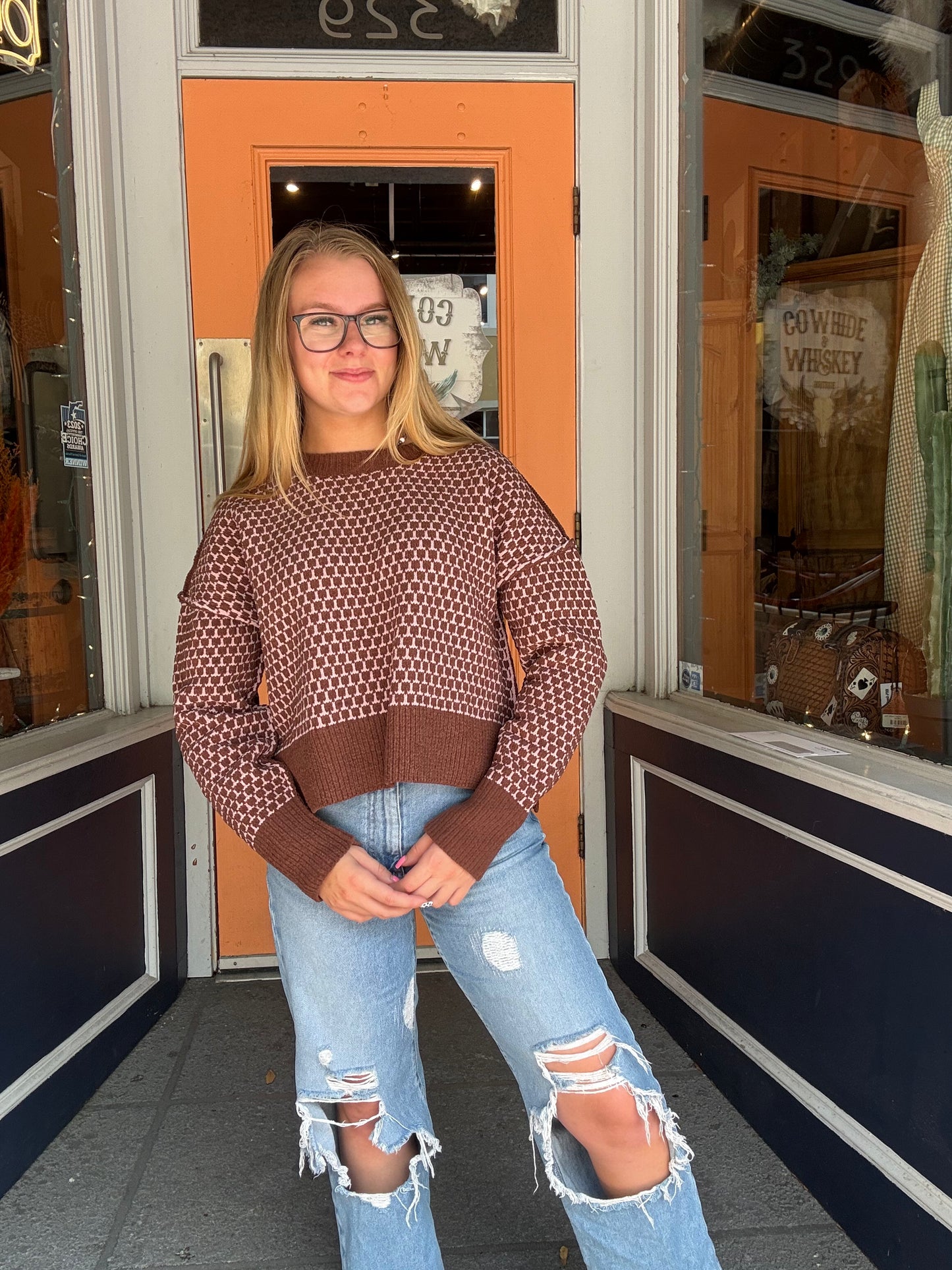 Autumn Comfort –  Chocolate Honeycomb Sweater