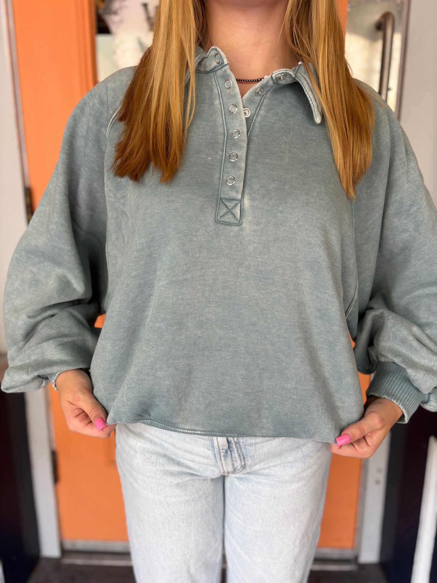 First Chill – Ash Blue Quarter Snap Pullover