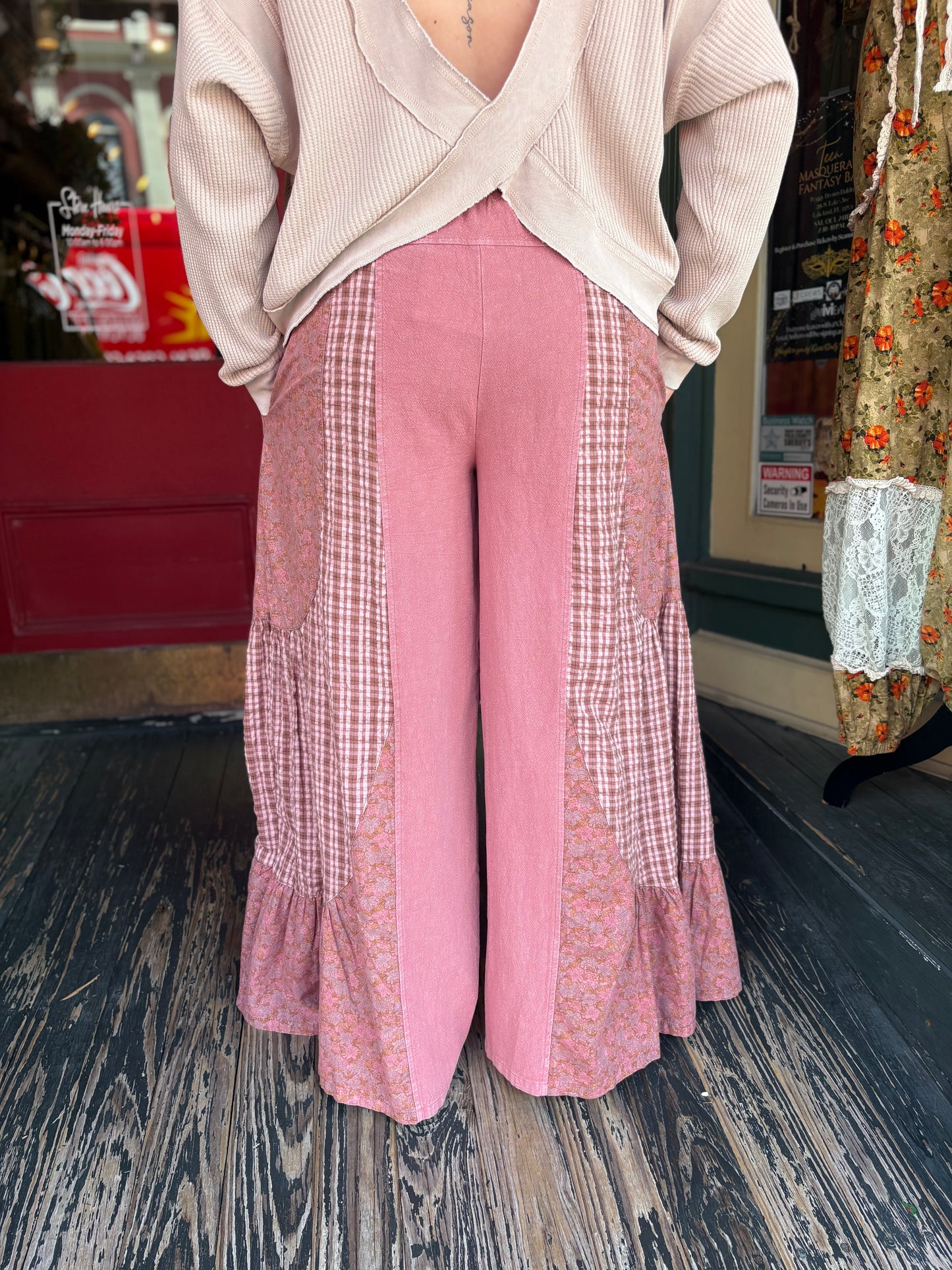 Patchwork Poetry – Dark Mauve Wide Leg Pants