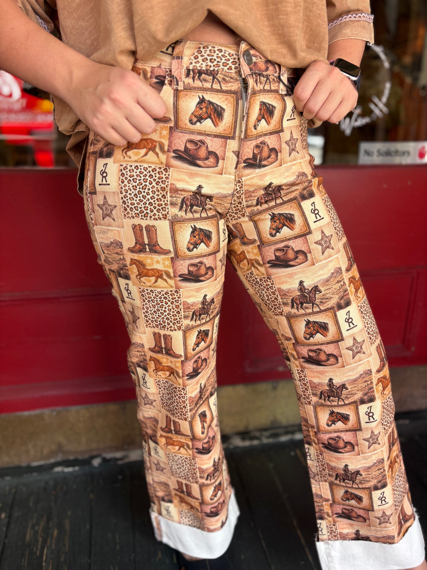 Wild West Patchwork – Tan Denim Pants