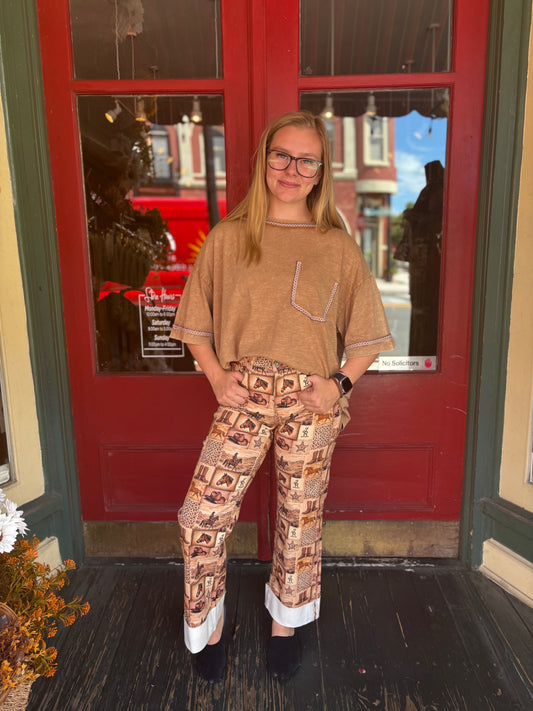 Wild West Patchwork – Tan Denim Pants
