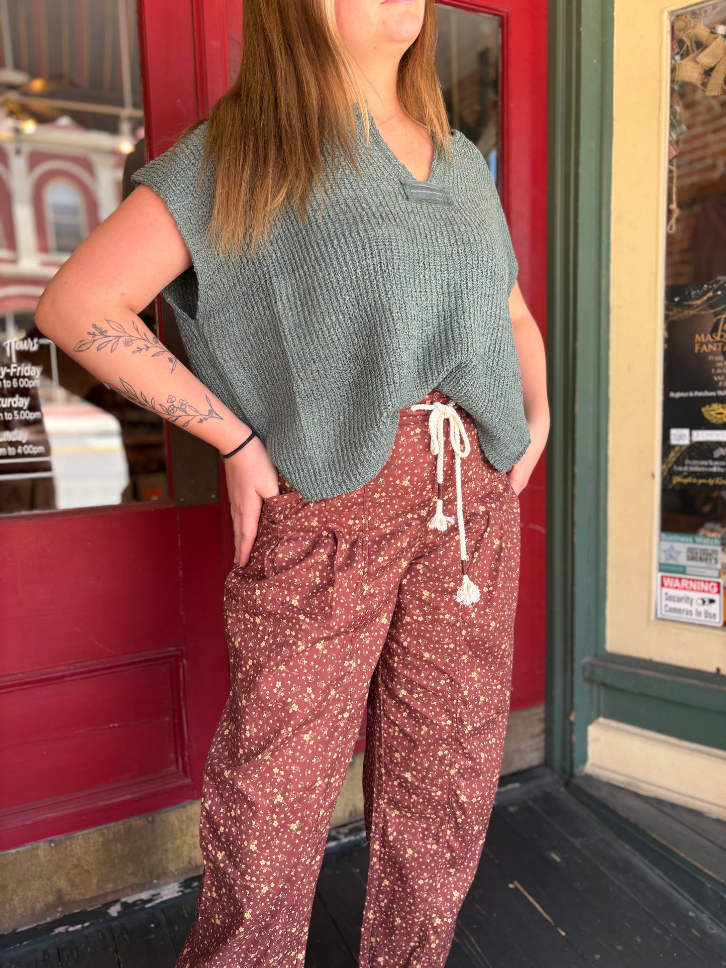 Warmhearted Wishes – Brown Floral Pants