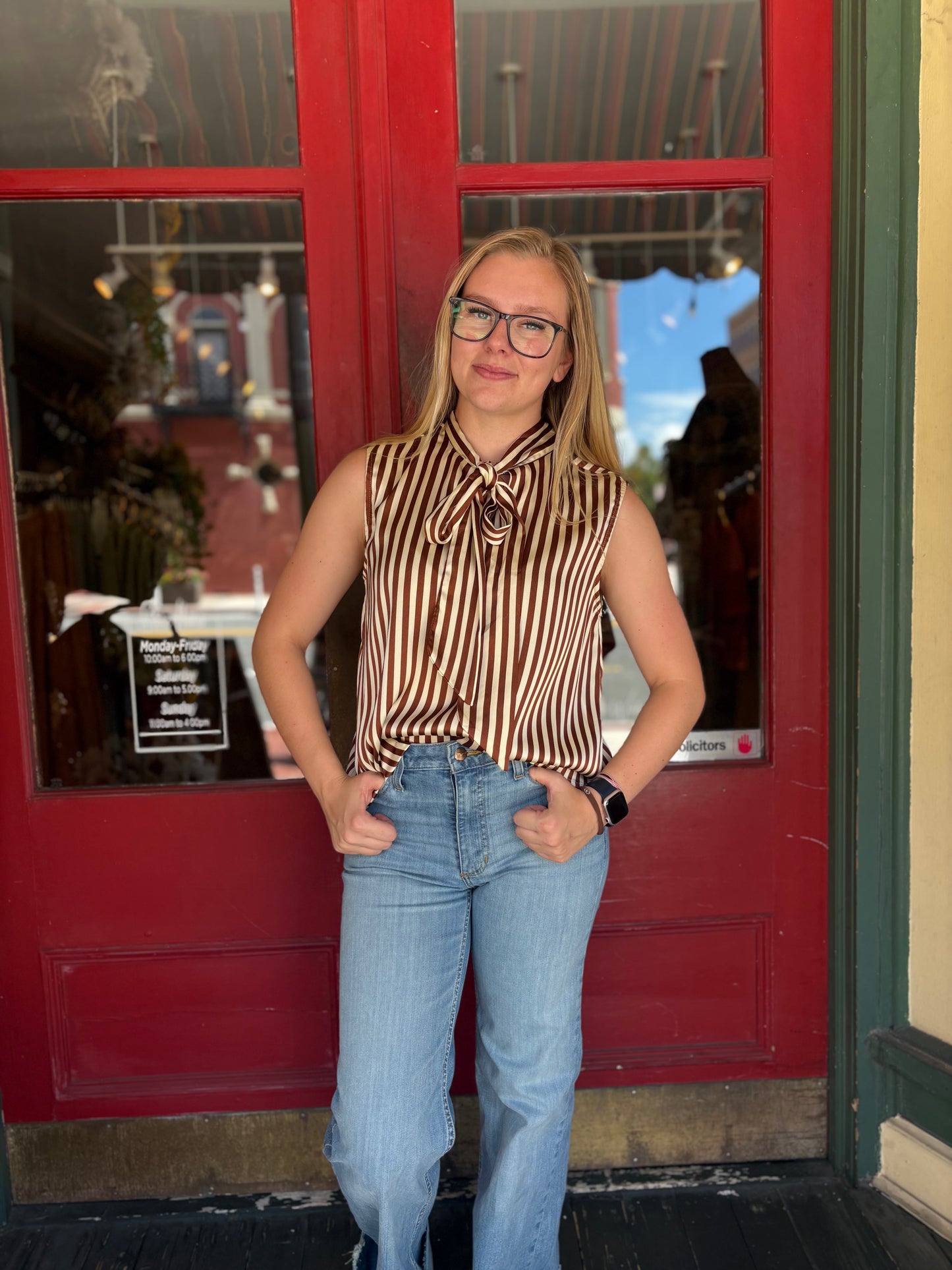 Fall Ribbon – Brown Striped Bow Top