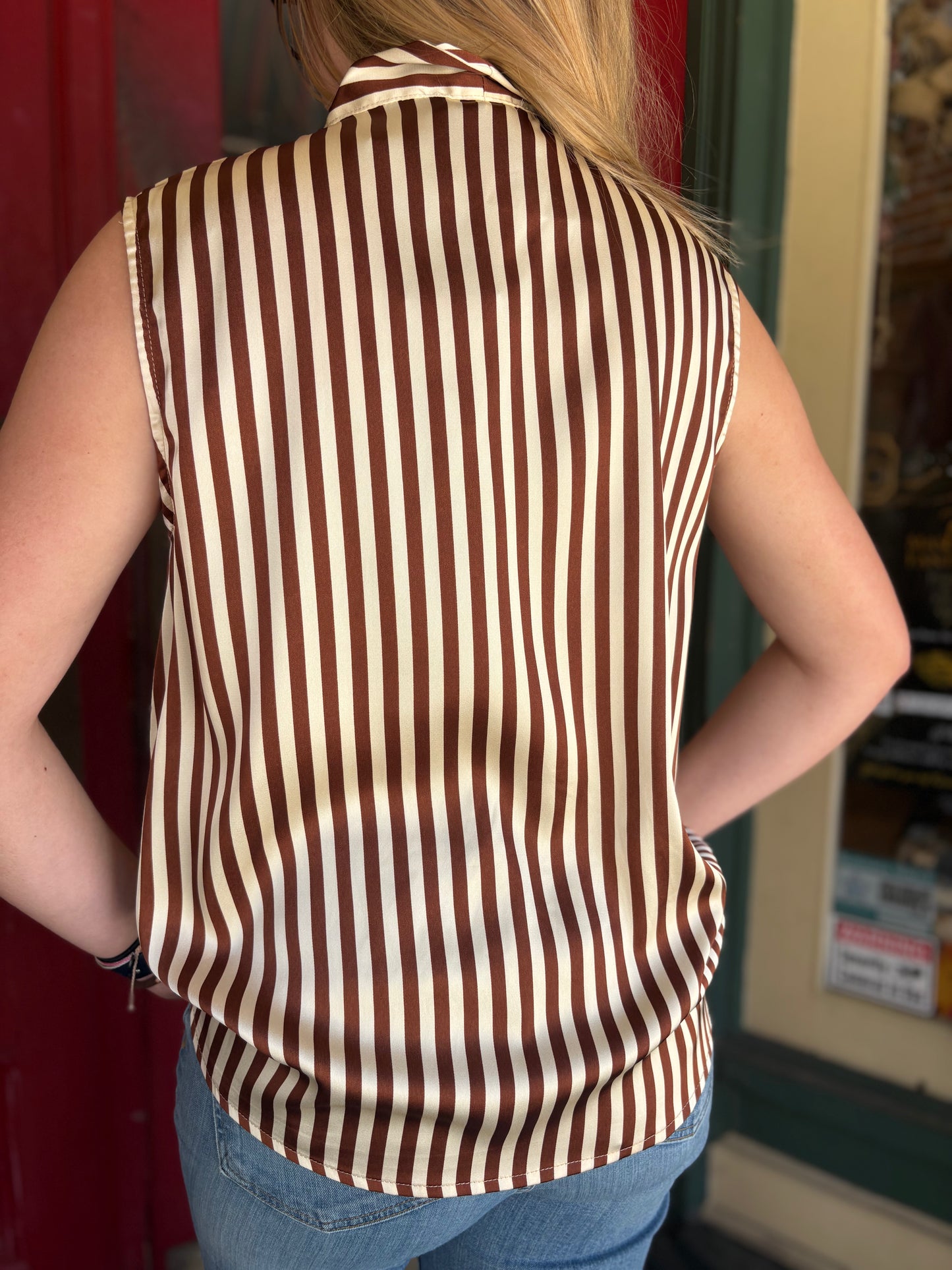 Fall Ribbon – Brown Striped Bow Top