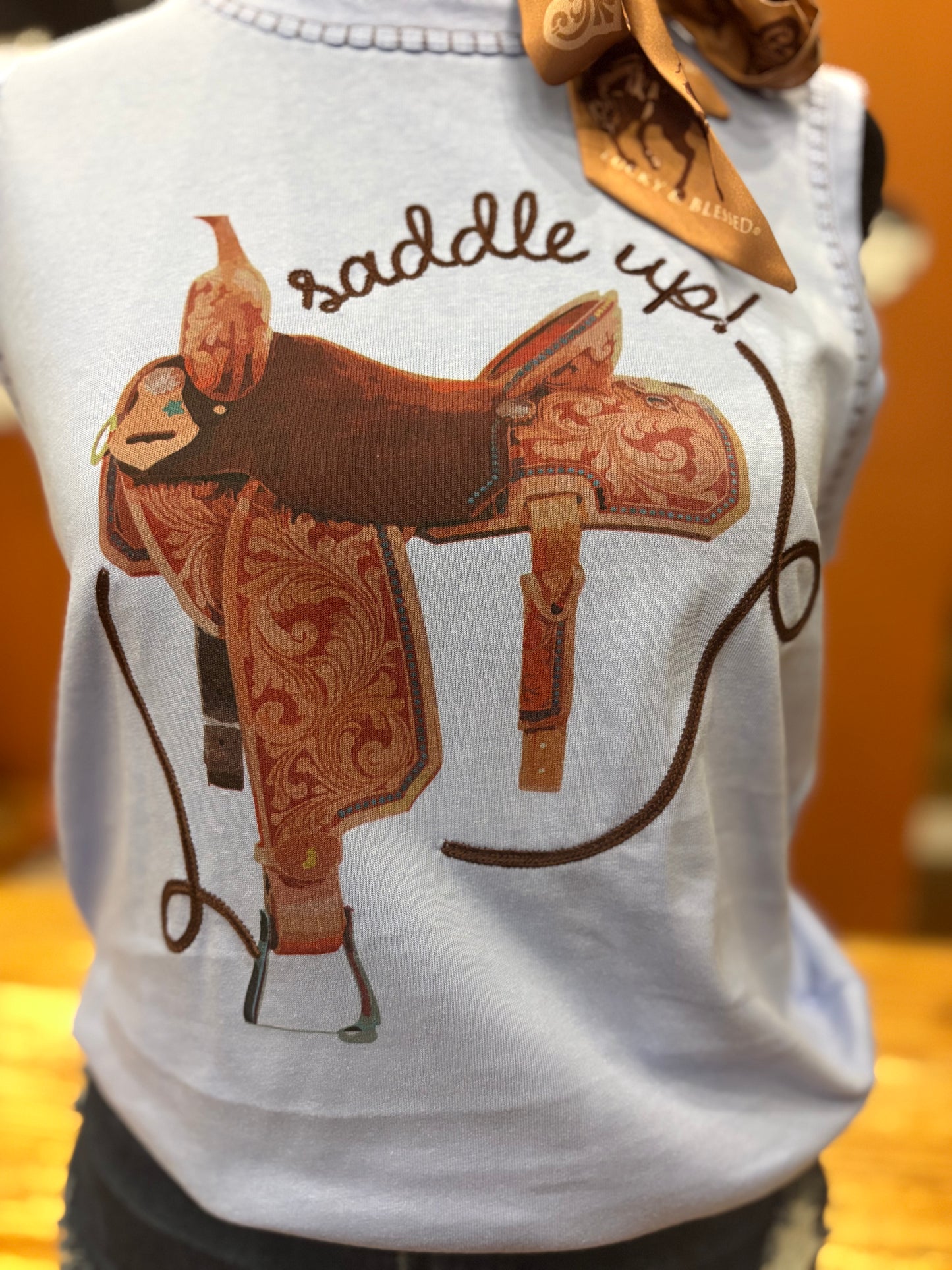 Saddle Up Darlin’ – Light Blue Tank