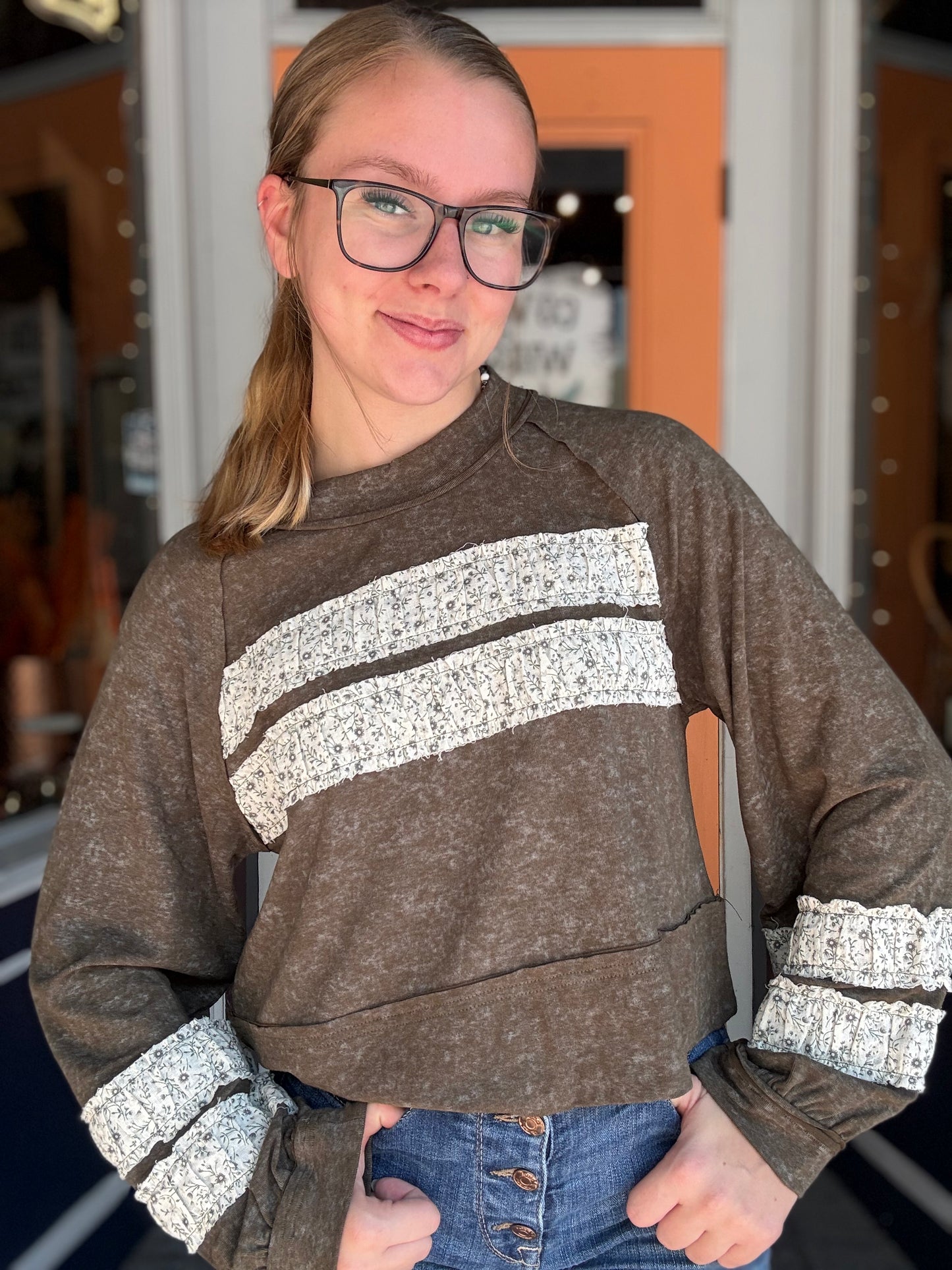 Worn Petals – Olive Vintage Top