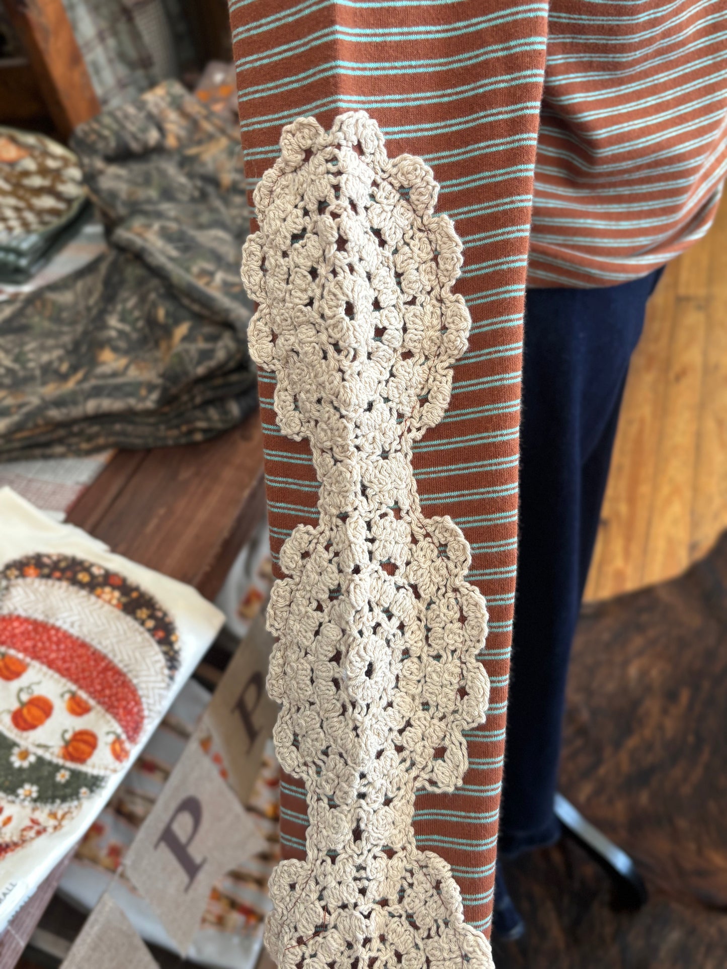 Patina & Lace – Rust Stripe Henley Top