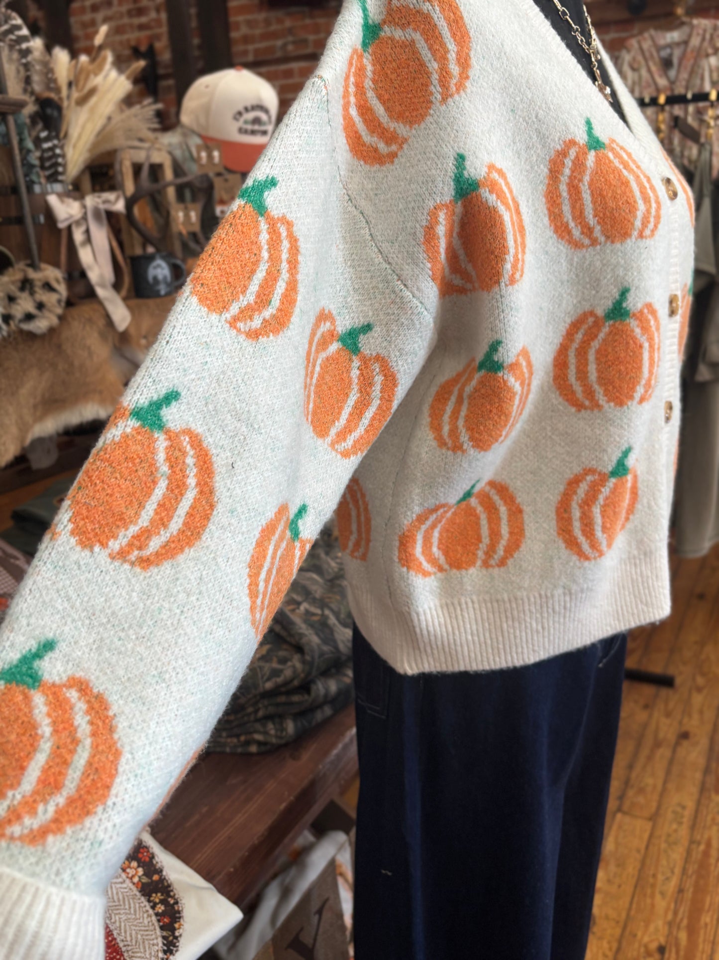 Pumpkin Snuggles - Ivory Cardigan Top