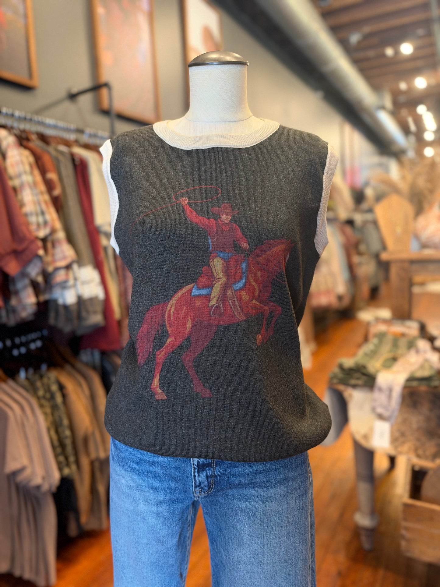 Midnight Rider – Black Western Sweater Vest