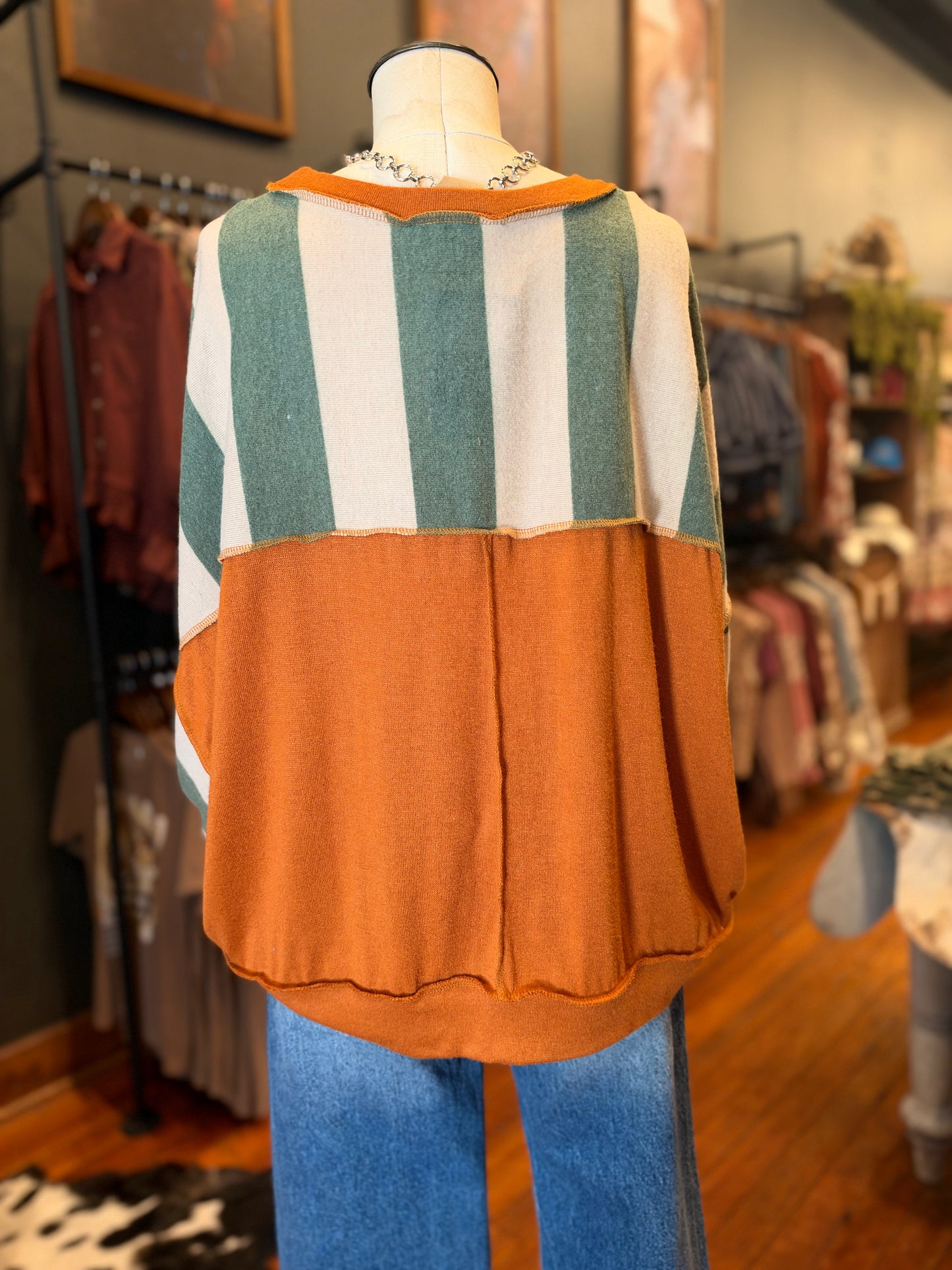 Evergreen Spice – Stripe Long Sleeve Top