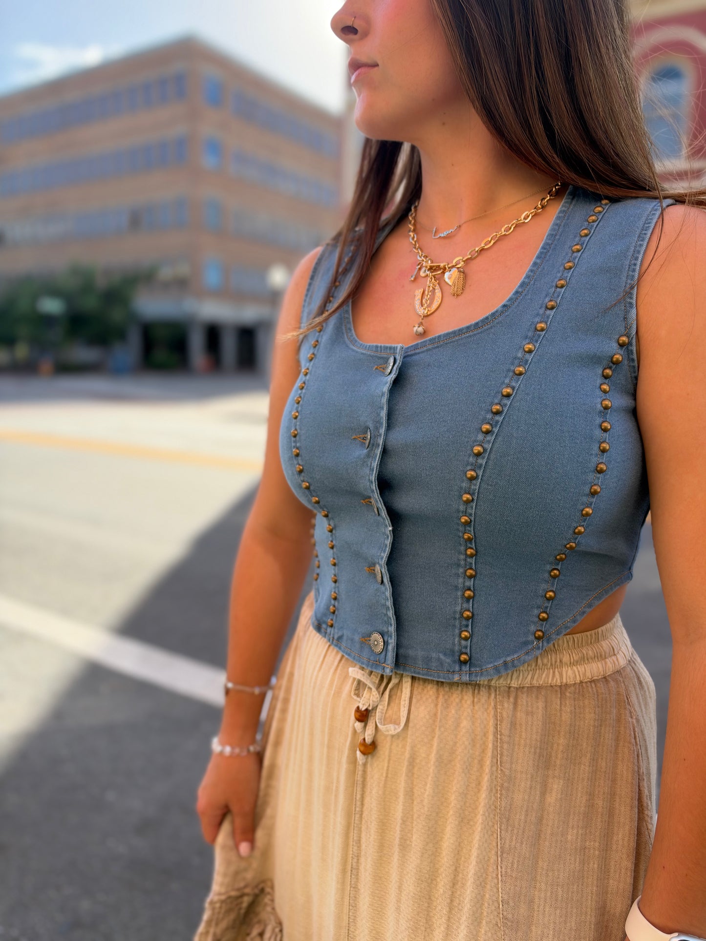 Outlaw Darling – Studded Denim Top