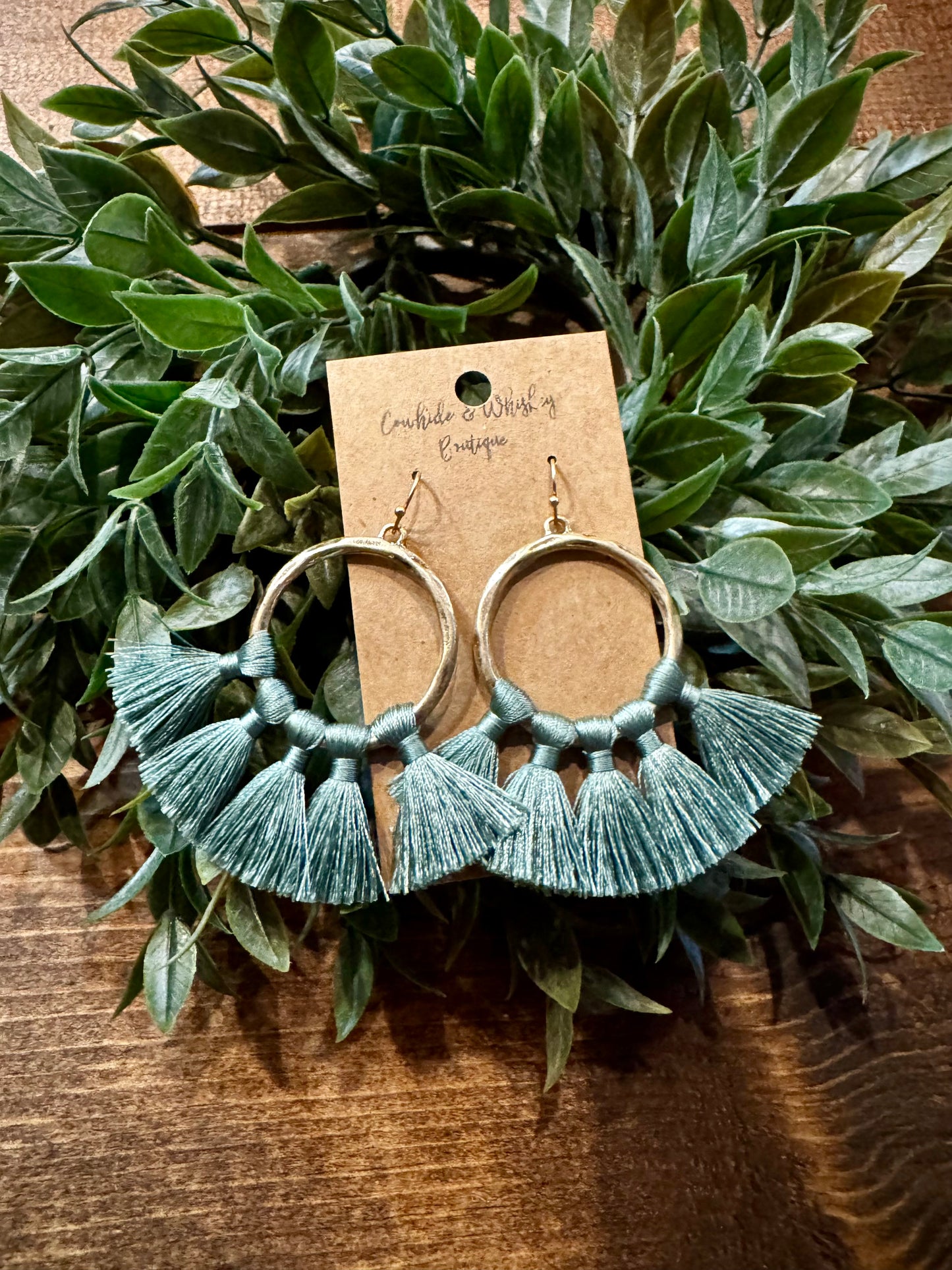Sage Hammered Tassel - Earring