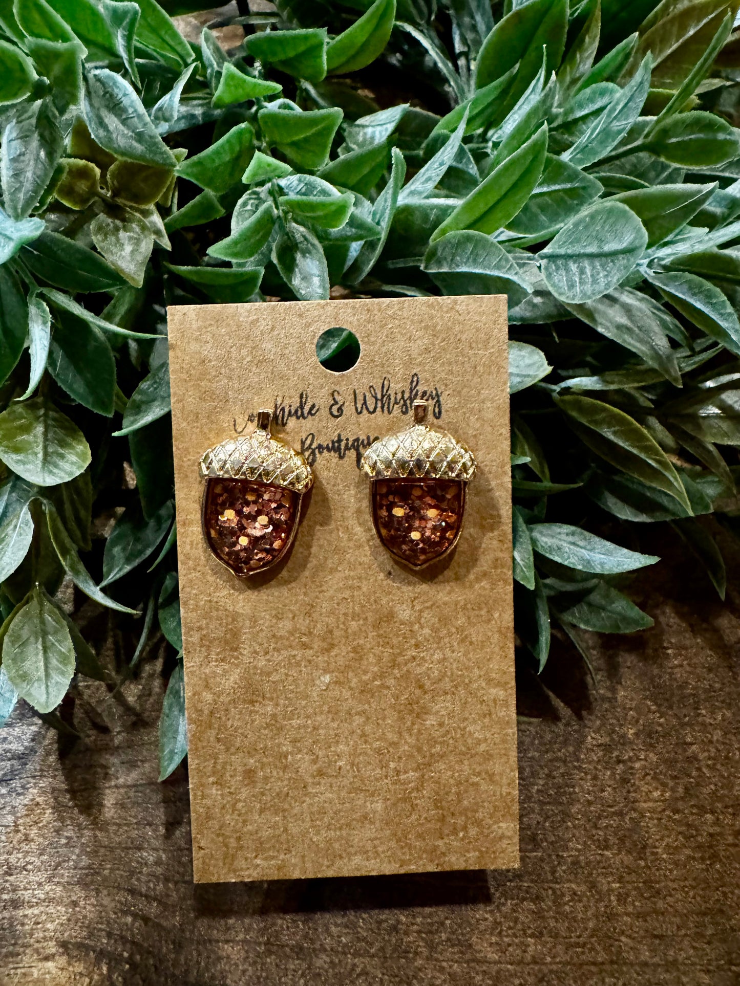 Glitter Acorn Stud - Earring