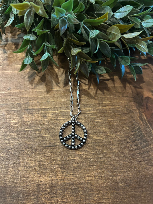 Mini Studded Peace - Necklace