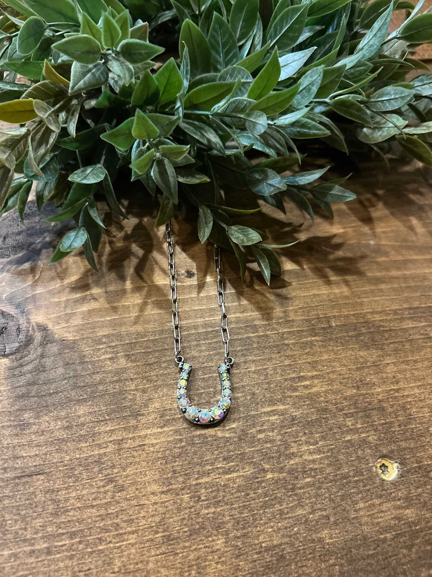 AB Bling Horseshoe - Necklace