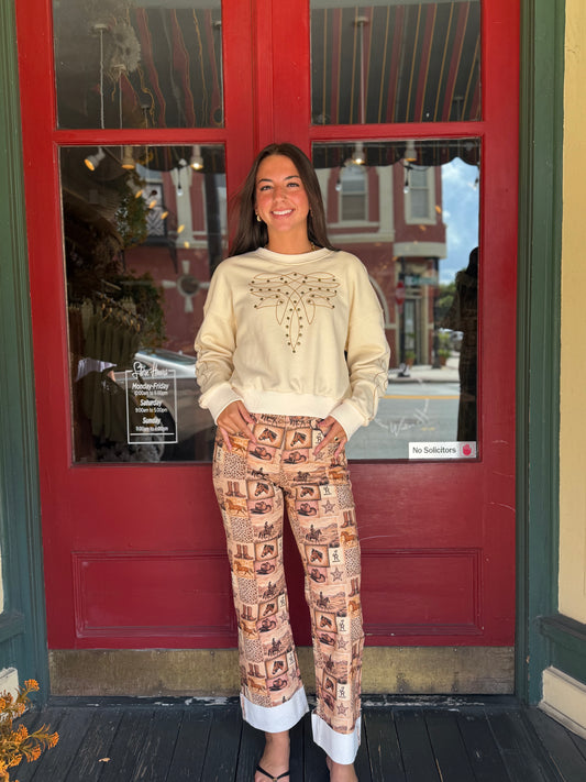 Copper Stitch – Studded Ivory Pullover