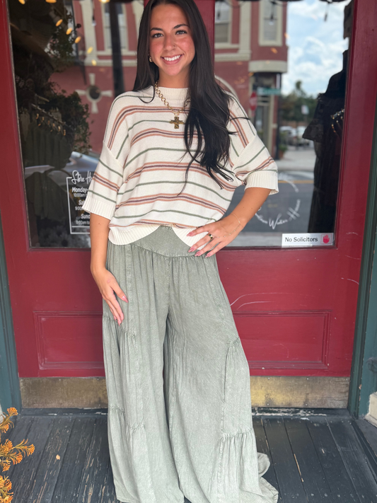 Rustic Lines – Cream Striped Sweater