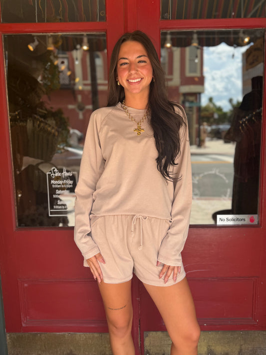 Cozy Days – Light Tan L/S Mineral Wash Set