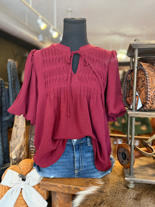 Cranberry Crush - Bubble Sleeve Top