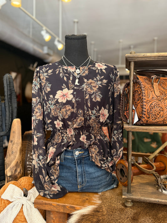 Dark Romance – Black Floral Top