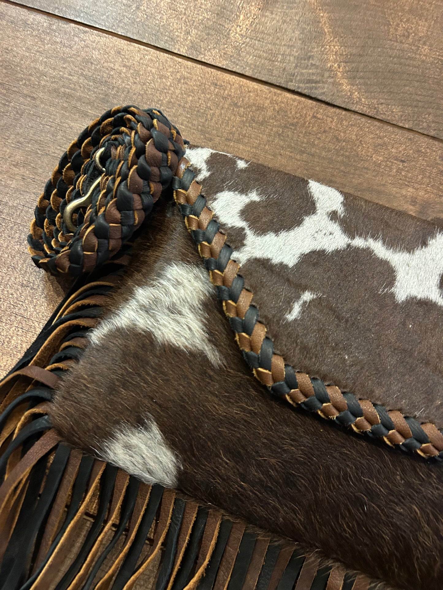 Cowhide & Braided Leather Crossbody
